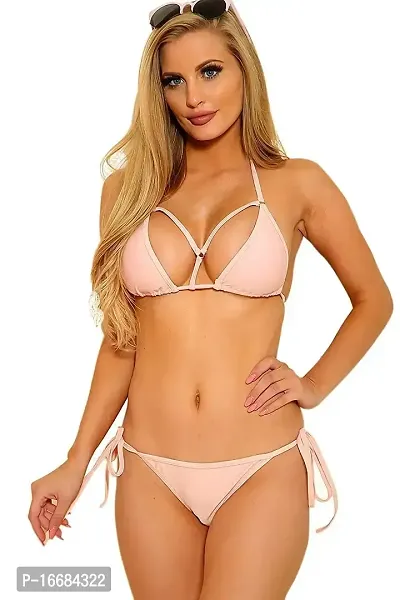 Elissa Henkin Women's Strappy Two Piece Brazilian Bra Panty Set for Honeymoon