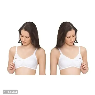 Fashion Mother/Maternity Bra,Fabric Cotton, Non Padded , Pack of 2, Multicolor ( Mongolian White, Mongolian White & Royal Blue, Golden & Royal Blue, Rose Pink) (32, Mongolian White + Mongolian White)-thumb0
