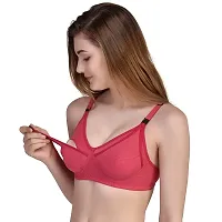 INDOWEST Fashion Mother/Maternity Bra,Fabric Cotton, Non Padded, Pack of 2, Multicolor (Royal Blue, Rose Pink & Golden, Rose Pink & Royal Blue, Royal Blue) (32, Royal Blue + Rose Pink)-thumb1