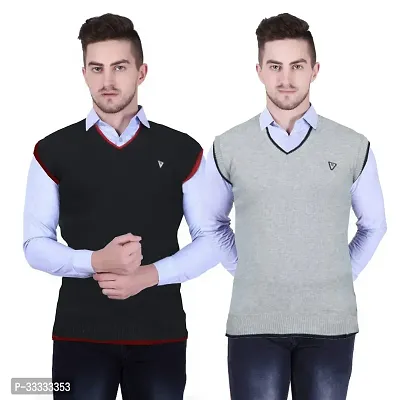 Stylish Wool Solid Sleeveless Sweater for Men, Pack of 2