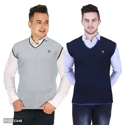 Stylish Wool Solid Sleeveless Sweater for Men, Pack of 2-thumb0