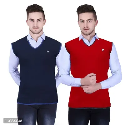 Stylish Wool Solid Sleeveless Sweater for Men, Pack of 2