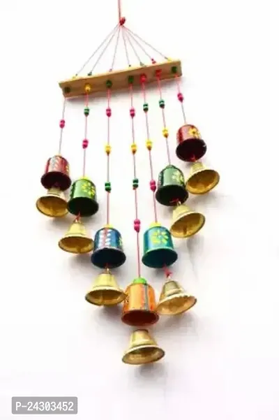 Decorative Jhoomar Wind Chime Hanging Bell Ganesha Multi Colour Full Door, Wall Hanging For Home