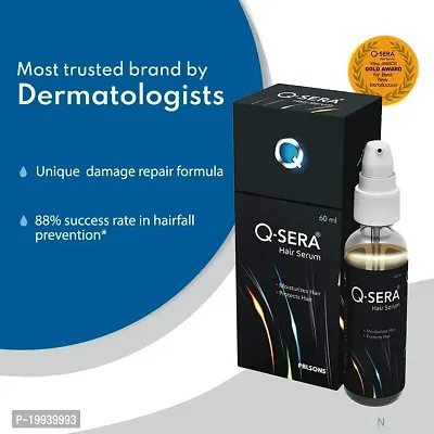 Q-Sera Hair Serum 60ml for Thick Hair| With Unique Damage Repair Formula| With Milk Based Anti-Inflammatory Cytokines for Quick Hair-Fall Control| For Men and Women pack of 1-thumb0