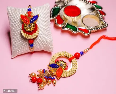 ShreeRadhe Traditional Rakhi For Brother and Bhabhi Lumba-thumb0