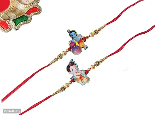 Wooden Rakhi for Kids with Roli Chawal  Set of 2 Rakhi