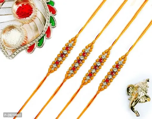 Rakhi for Brother/ Bhai/ Bro/ Bhabhi with Roli Chawal  Set of 3 Rakhi