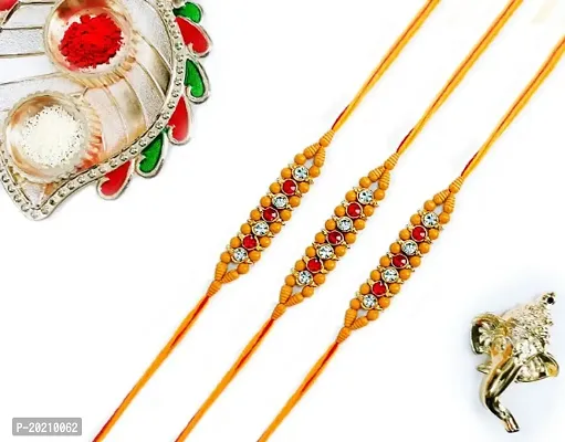 Rakhi for Brother/ Bhai/ Bro/ Bhabhi with Roli Chawal  Set of 3 Rakhi