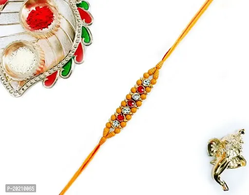 Rakhi for Brother/ Bhai/ Bro/ Bhabhi with Roli Chawal  Set of 1 Rakhi-thumb0