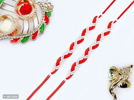 Rakhi for Brother/ Bhai/ Bro/ Bhabhi with Roli Chawal  Set of 2 Rakhi-thumb0