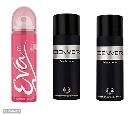 eva doll 40ml denver code 50ml+50ml  body perfume (pack of 3)