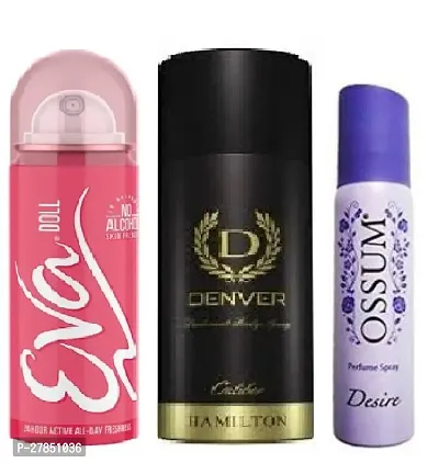 Combo Eva doll 40ml denver celiber 50ml ossum 25ml desire 25ml perfume (pack of 3)