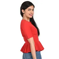 Reliable Red Polyester Solid V-Neck Tops For Women-thumb3