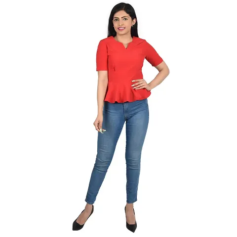 Reliable Solid V-Neck Tops For Women