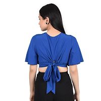 Reliable Blue Polyester Solid V-Neck Tops For Women-thumb3