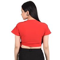 Reliable Red Polyester Solid V-Neck Tops For Women-thumb3