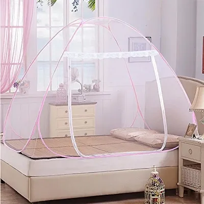 Galoppia Foldable Mosquito Net for Double Bed Str x (6ft to 6.9ft) Pink