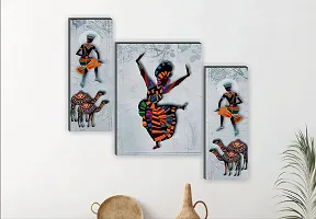 Ezy Multi Collections  Set Of 3-Piece Traditional Dance Modern Art (DL1) MDF Framed Wall Art Painting Set (12X18 Inch,Multicolor)- Perfect Scenery For Home Decor, Living Room, Office A-thumb1