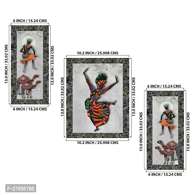 Ezy Multi Collections  Set Of 3-Piece Traditional Dance Modern Art (DL1) MDF Framed Wall Art Painting Set (12X18 Inch,Multicolor)- Perfect Scenery For Home Decor, Living Room, Office A-thumb3