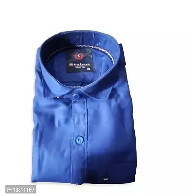 Stylish Blue Cotton Casual Shirt For Men-thumb0