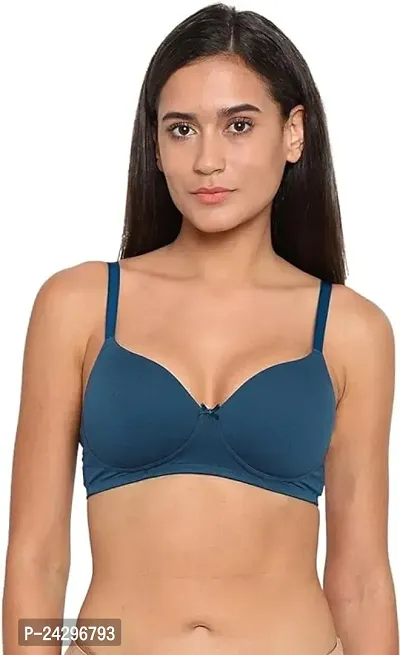Stylish Blue Cotton Solid Bras For Women-thumb0
