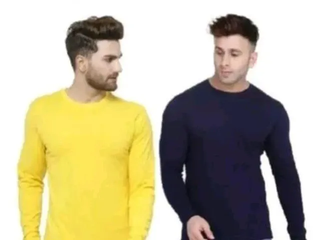 Multicolored Polyester Blend Full-sleeve High Neck Tees for Men