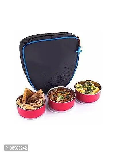 Stainless Steel Lunch Box 3 Container Tiffin Box with Bag Pack of 1-thumb0