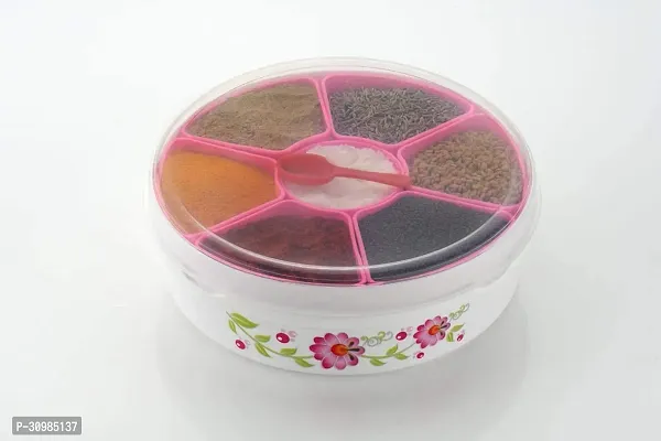 Round Pink Plastic Small Masala Box Spice Box Kitchen Storage Masala Box Spice Container-thumb0