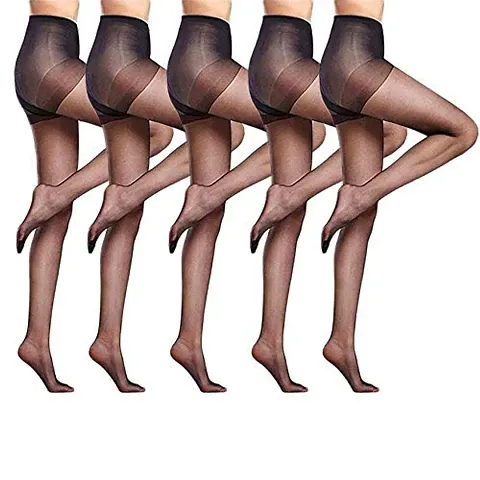 Stylish Blend Sheer Stockings For Women Pack Of 5