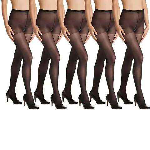 Stylish Blend Sheer Stockings For Women Pack Of 5