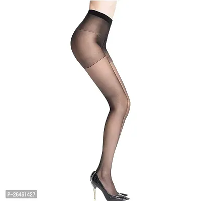 Stylish Black Cotton Blend Sheer Stockings For Women-thumb0