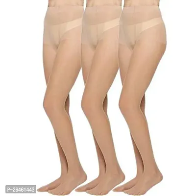 Stylish Beige Cotton Blend Sheer Stockings For Women Pack Of 3-thumb0