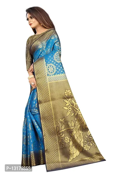 Woven Banarasi Cotton Silk Saree-thumb3