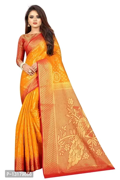 Woven Banarasi Cotton Silk Saree-thumb0