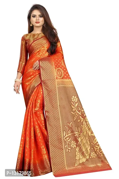 Woven Banarasi Cotton Silk Saree-thumb0