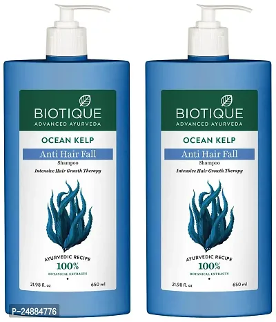 biotique ocean kelp anti hairfall shampoo | Intensive Hair Growth Therapy| Anti Hairfall Shampoo that Maintains Shine |100% Botanical Extracts | Suitable for All Hair Types |650ml (Pack of 2)