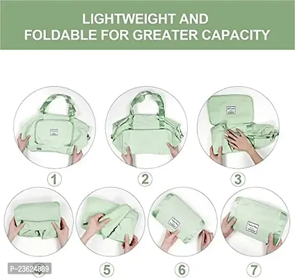 SRZ Travel Duffle Bag, Expandable Foldable Travel Bag for Women, Lightweight, Waterproof Carry Weekender Overnight Luggage Bag for Travel (Light Green with Pocket - 55W x 45H x 20D)-thumb5