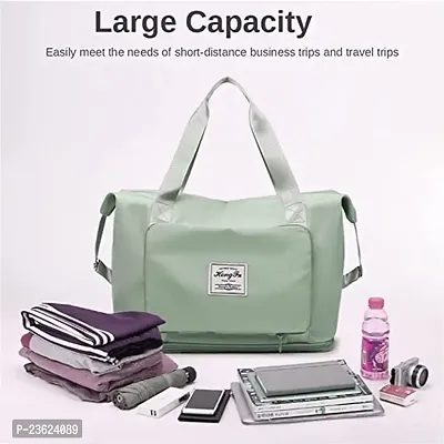 SRZ Travel Duffle Bag, Expandable Foldable Travel Bag for Women, Lightweight, Waterproof Carry Weekender Overnight Luggage Bag for Travel (Light Green with Pocket - 55W x 45H x 20D)-thumb4