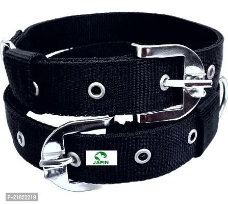JAPIN Neck Collar Belts for Dog 1.25 inch Collar Belt for Dog -Black (Pack of 2) Dog Everyday Collar  (Large, BLACK)-thumb0