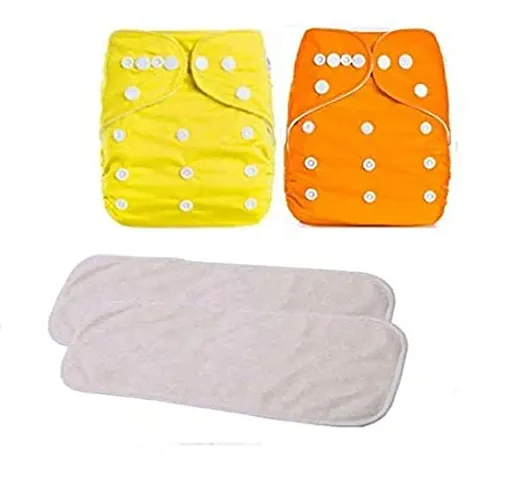 Washable & Adjustable Packs Of 2 Cloth Diapers With Inserts For Babies