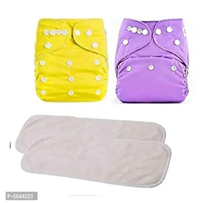 Combo of Reusable Baby Washable Cloth Diaper Nappies with Multi Layered Micro- Fibre Baby Insert Pads-thumb0