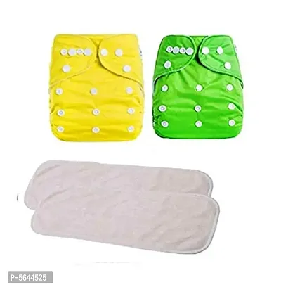 Combo of Reusable Baby Washable Cloth Diaper Nappies with Multi Layered Micro- Fibre Baby Insert Pads-thumb0