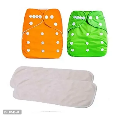 Combo of Reusable Baby Washable Cloth Diaper Nappies with Multi Layered Micro- Fibre Baby Insert Pads-thumb0