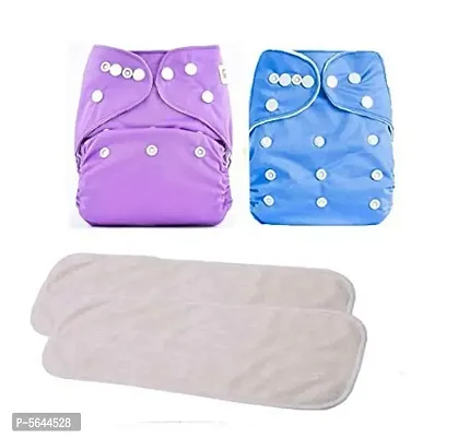 Combo of Reusable Baby Washable Cloth Diaper Nappies with Multi Layered Micro- Fibre Baby Insert Pads-thumb0