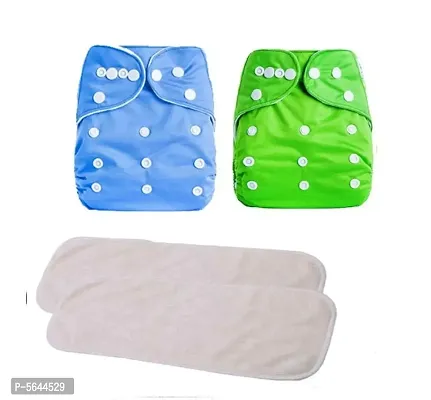Combo of Reusable Baby Washable Cloth Diaper Nappies with Multi Layered Micro- Fibre Baby Insert Pads-thumb0