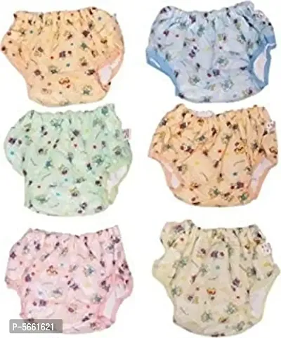 Kids Unisex Baby Washable Diaper Pants in Polyester PVC Animal Print Design for Child Newborn Baby ndash; Pack of 6-thumb0