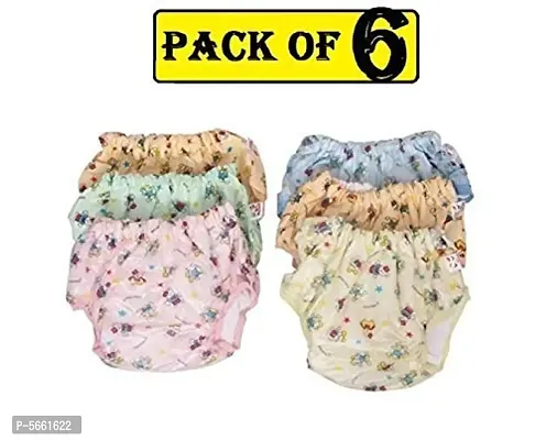 Kids Unisex Baby Washable Diaper Pants in Polyester PVC Animal Print Design for Child Newborn Baby &ndash; Pack of 6