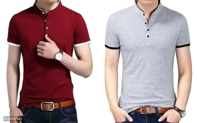 Comfortable Multicoloured Polycotton Tees For Men Pack Of 2