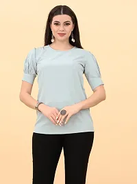 Elegant Grey Polyester Solid Top For Women-thumb3