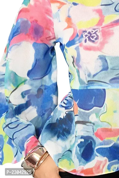 Elegant Multicoloured Georgette Printed Top For Women-thumb4
